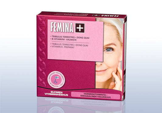 Femina+ valmiste hormonaalisen tasapainon tueksi.